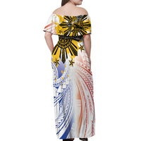 Philippines Independence Day Off Shoulder Maxi Dress Eagle Mix Filipino Flag Tribal Style LT7 - Polynesian Pride