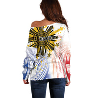 Philippines Independence Day Off Shoulder Sweater Eagle Mix Filipino Flag Tribal Style LT7 - Polynesian Pride