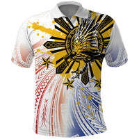 Philippines Independence Day Polo Shirt Eagle Mix Filipino Flag Tribal Style LT7 White - Polynesian Pride