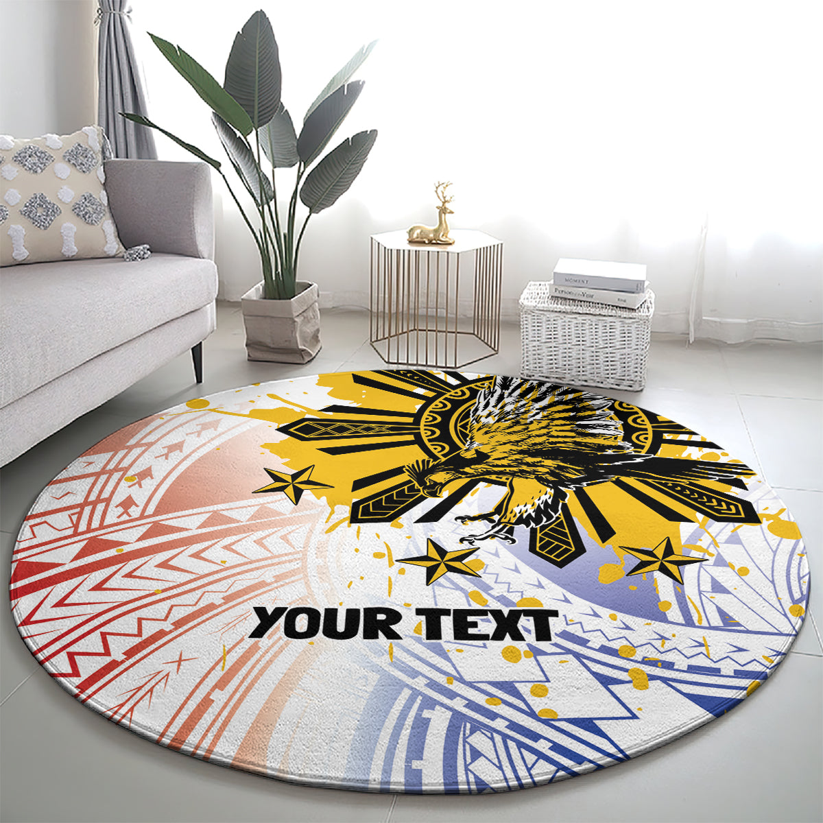 Philippines Independence Day Round Carpet Eagle Mix Filipino Flag Tribal Style LT7 - Polynesian Pride