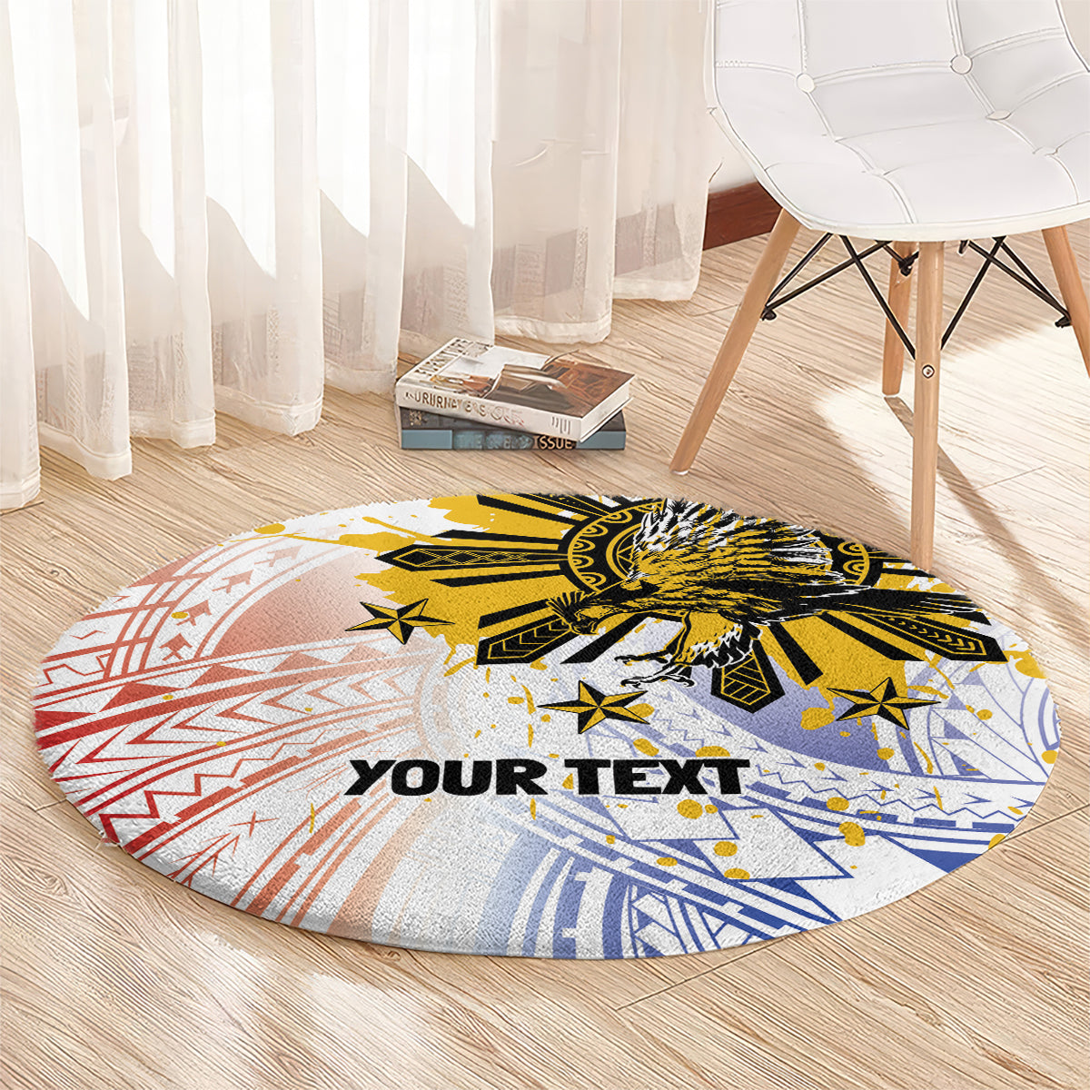 Philippines Independence Day Round Carpet Eagle Mix Filipino Flag Tribal Style LT7 - Polynesian Pride