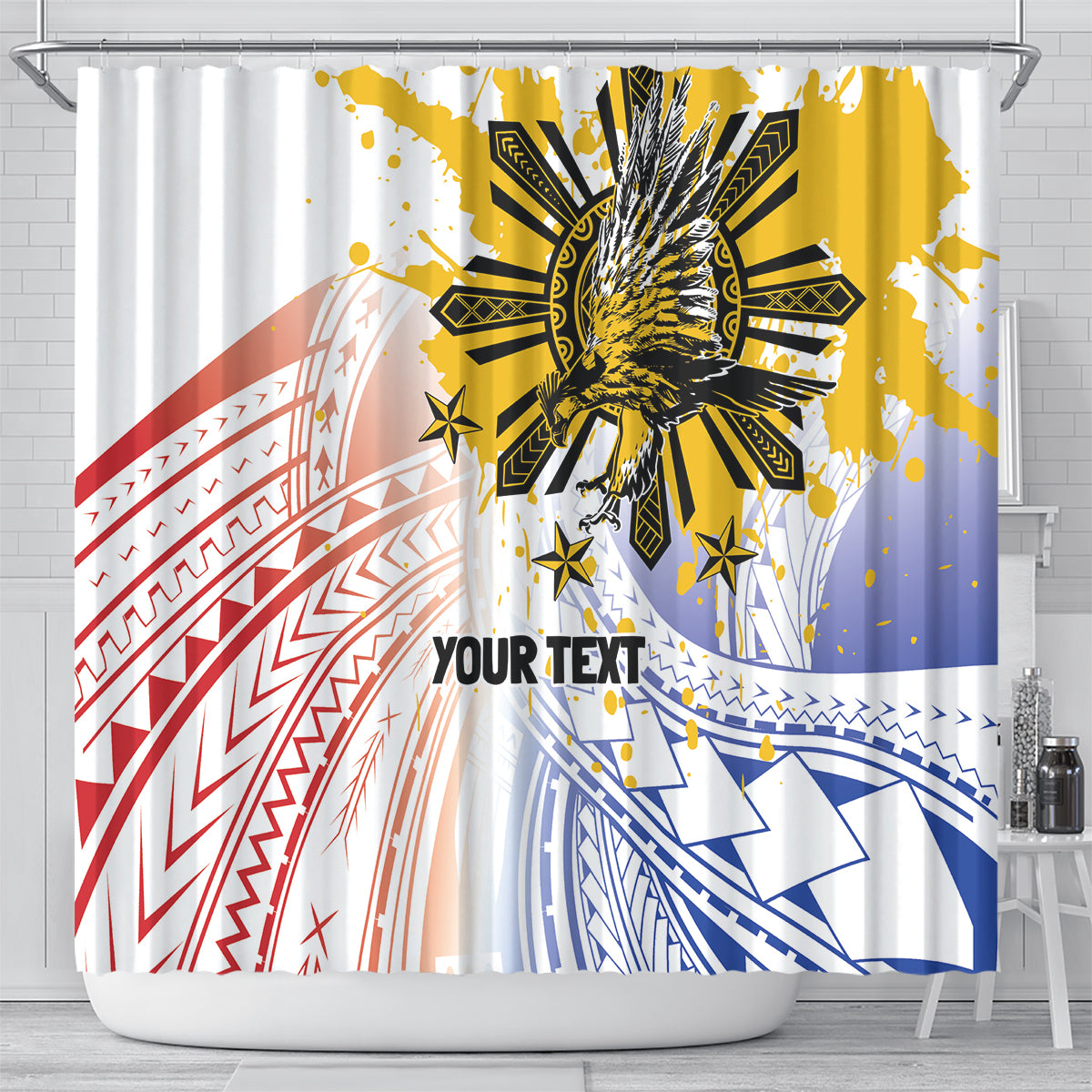 Philippines Independence Day Shower Curtain Eagle Mix Filipino Flag Tribal Style LT7 - Polynesian Pride
