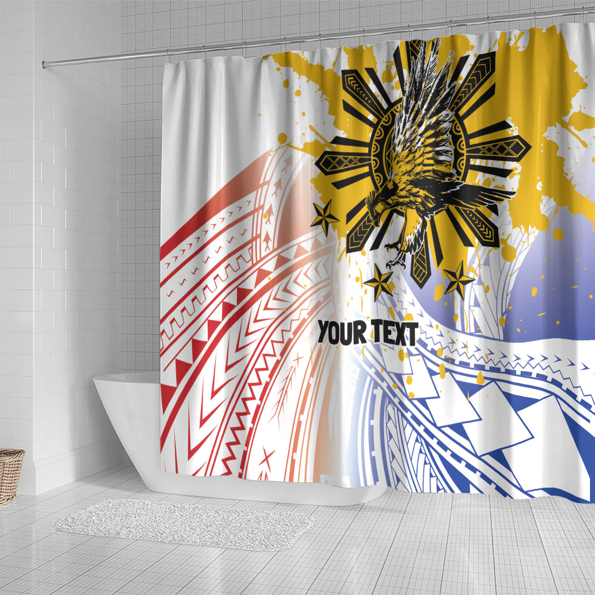 Philippines Independence Day Shower Curtain Eagle Mix Filipino Flag Tribal Style LT7 - Polynesian Pride