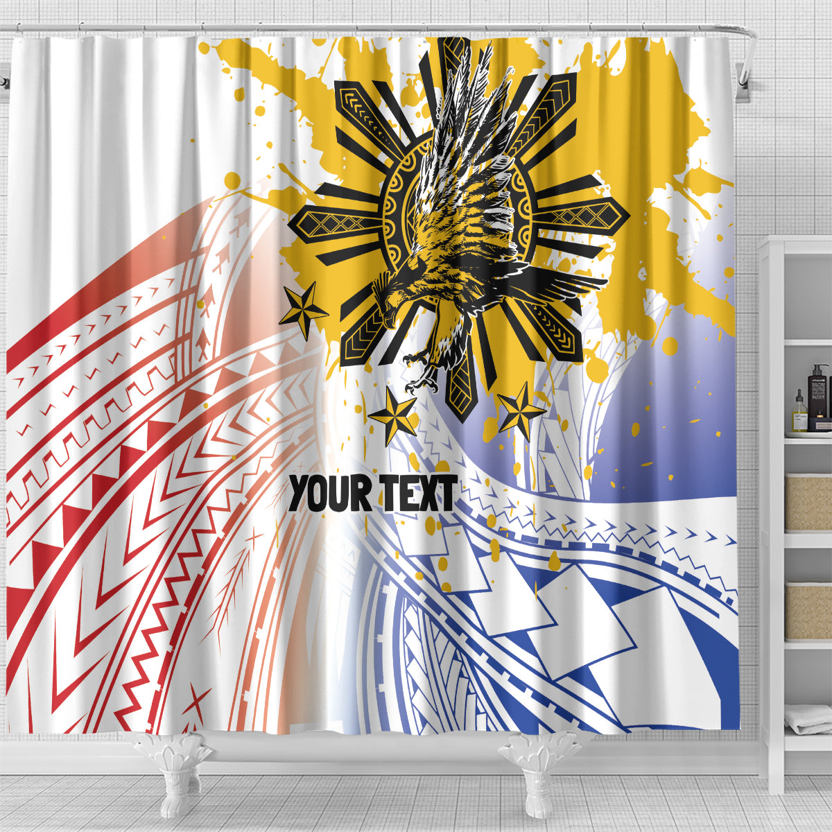 Philippines Independence Day Shower Curtain Eagle Mix Filipino Flag Tribal Style LT7 - Polynesian Pride