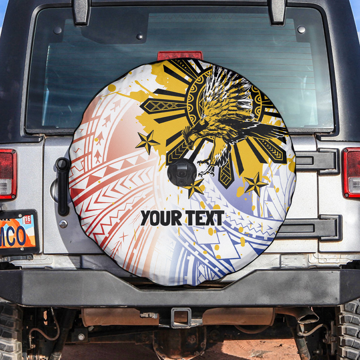 Philippines Independence Day Spare Tire Cover Eagle Mix Filipino Flag Tribal Style LT7 White - Polynesian Pride