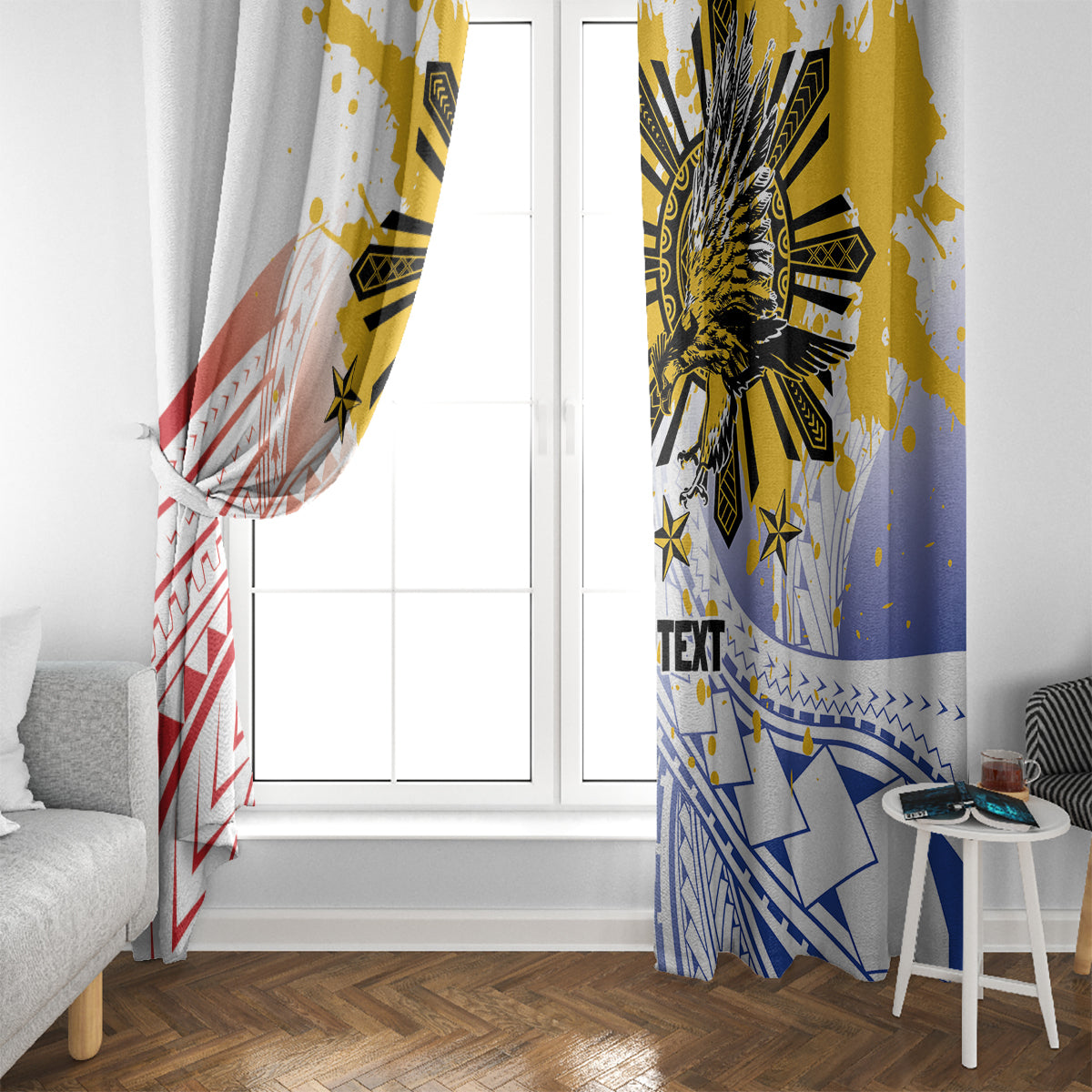Philippines Independence Day Window Curtain Eagle Mix Filipino Flag Tribal Style LT7 - Polynesian Pride