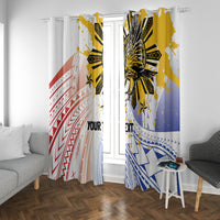 Philippines Independence Day Window Curtain Eagle Mix Filipino Flag Tribal Style LT7 With Grommets White - Polynesian Pride