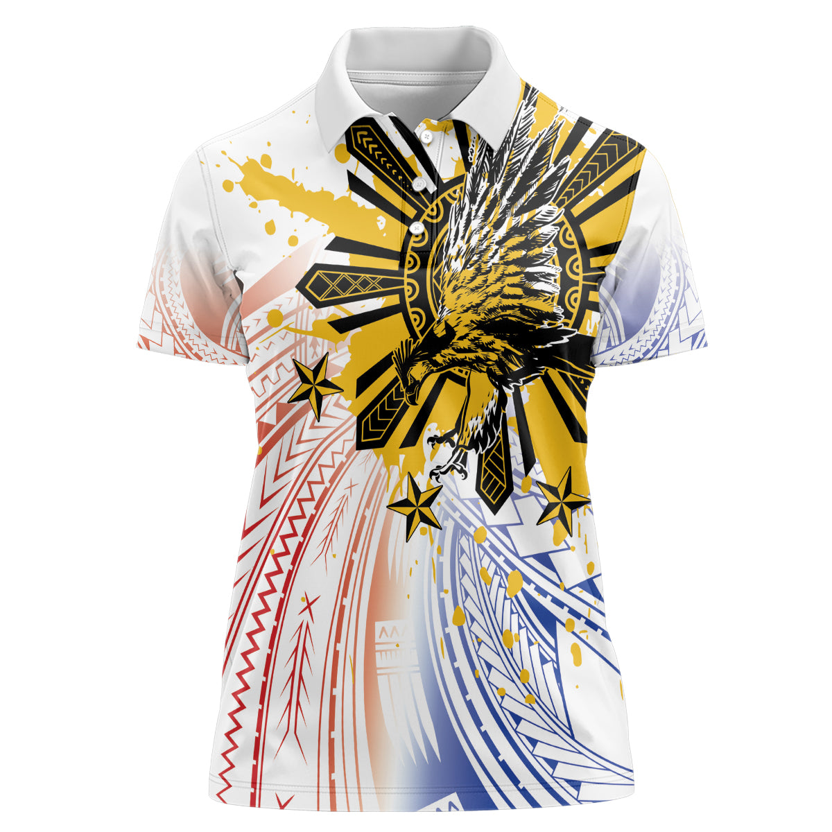 Philippines Independence Day Women Polo Shirt Eagle Mix Filipino Flag Tribal Style LT7 Female White - Polynesian Pride