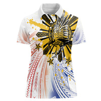 Philippines Independence Day Women Polo Shirt Eagle Mix Filipino Flag Tribal Style LT7 Female White - Polynesian Pride