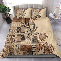 Talofa Samoa Mamanu Siapo Mix Malu Bedding Set Classic Beige Frangipani and Turtles LT7 - Polynesian Pride