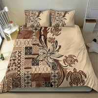 Talofa Samoa Mamanu Siapo Mix Malu Bedding Set Classic Beige Frangipani and Turtles LT7 - Polynesian Pride