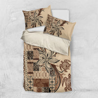 Talofa Samoa Mamanu Siapo Mix Malu Bedding Set Classic Beige Frangipani and Turtles LT7 US Twin 172cm x 218cm Beige - Polynesian Pride