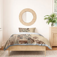 Talofa Samoa Mamanu Siapo Mix Malu Bedding Set Classic Beige Frangipani and Turtles LT7 - Polynesian Pride