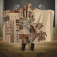 Talofa Samoa Mamanu Siapo Mix Malu Hooded Blanket Classic Beige Frangipani and Turtles LT7 - Polynesian Pride