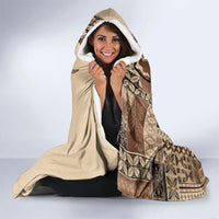 Talofa Samoa Mamanu Siapo Mix Malu Hooded Blanket Classic Beige Frangipani and Turtles LT7 - Polynesian Pride
