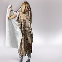 Talofa Samoa Mamanu Siapo Mix Malu Hooded Blanket Classic Beige Frangipani and Turtles LT7 - Polynesian Pride