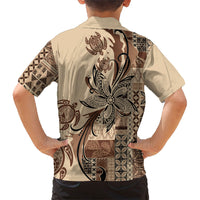 Talofa Samoa Mamanu Siapo Mix Malu Kid Hawaiian Shirt Classic Beige Frangipani and Turtles LT7 - Polynesian Pride