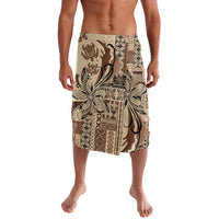 Talofa Samoa Mamanu Siapo Mix Malu Lavalava Classic Beige Frangipani and Turtles LT7 Beige - Polynesian Pride