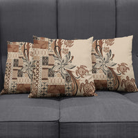 Talofa Samoa Mamanu Siapo Mix Malu Pillow Cover Classic Beige Frangipani and Turtles LT7 - Polynesian Pride