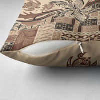 Talofa Samoa Mamanu Siapo Mix Malu Pillow Cover Classic Beige Frangipani and Turtles LT7 - Polynesian Pride