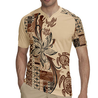 Talofa Samoa Mamanu Siapo Mix Malu Rugby Jersey Classic Beige Frangipani and Turtles LT7 - Polynesian Pride
