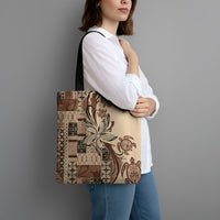 Talofa Samoa Mamanu Siapo Mix Malu Tote Bag Classic Beige Frangipani and Turtles LT7 - Polynesian Pride