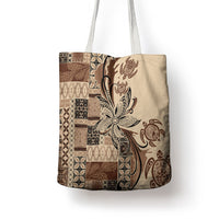 Talofa Samoa Mamanu Siapo Mix Malu Tote Bag Classic Beige Frangipani and Turtles LT7 - Polynesian Pride