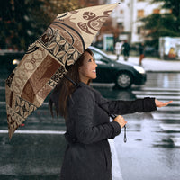 Talofa Samoa Mamanu Siapo Mix Malu Umbrella Classic Beige Frangipani and Turtles LT7 - Polynesian Pride