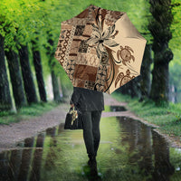 Talofa Samoa Mamanu Siapo Mix Malu Umbrella Classic Beige Frangipani and Turtles LT7 - Polynesian Pride