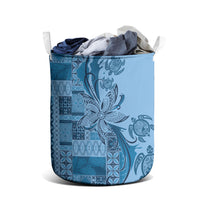 Talofa Samoa Mamanu Siapo Mix Malu Laundry Basket Cool Blue Frangipani and Turtles LT7 - Polynesian Pride