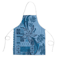 Talofa Samoa Mamanu Siapo Mix Malu Apron Cool Blue Frangipani and Turtles LT7 Blue - Polynesian Pride