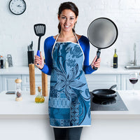 Talofa Samoa Mamanu Siapo Mix Malu Apron Cool Blue Frangipani and Turtles LT7 - Polynesian Pride