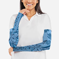 Talofa Samoa Mamanu Siapo Mix Malu Arm Sleeves Cool Blue Frangipani and Turtles LT7 - Polynesian Pride