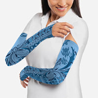 Talofa Samoa Mamanu Siapo Mix Malu Arm Sleeves Cool Blue Frangipani and Turtles LT7 - Polynesian Pride