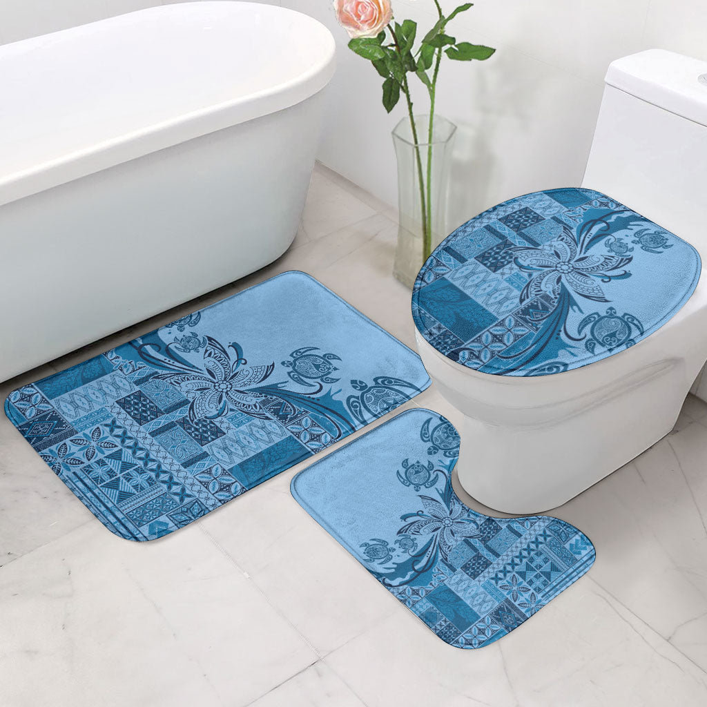 Talofa Samoa Mamanu Siapo Mix Malu Bathroom Set Cool Blue Frangipani and Turtles LT7 - Polynesian Pride