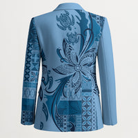 Talofa Samoa Mamanu Siapo Mix Malu Blazer Cool Blue Frangipani and Turtles LT7 - Polynesian Pride