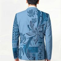 Talofa Samoa Mamanu Siapo Mix Malu Blazer Cool Blue Frangipani and Turtles LT7 - Polynesian Pride