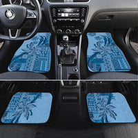 Talofa Samoa Mamanu Siapo Mix Malu Car Mats Cool Blue Frangipani and Turtles LT7 Set 4pcs Blue - Polynesian Pride