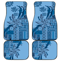 Talofa Samoa Mamanu Siapo Mix Malu Car Mats Cool Blue Frangipani and Turtles LT7 - Polynesian Pride
