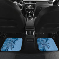 Talofa Samoa Mamanu Siapo Mix Malu Car Mats Cool Blue Frangipani and Turtles LT7 Set 2pcs - Back Blue - Polynesian Pride