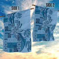 Talofa Samoa Mamanu Siapo Mix Malu Garden Flag Cool Blue Frangipani and Turtles LT7 - Polynesian Pride