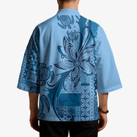 Talofa Samoa Mamanu Siapo Mix Malu Kimono Cool Blue Frangipani and Turtles LT7 - Polynesian Pride