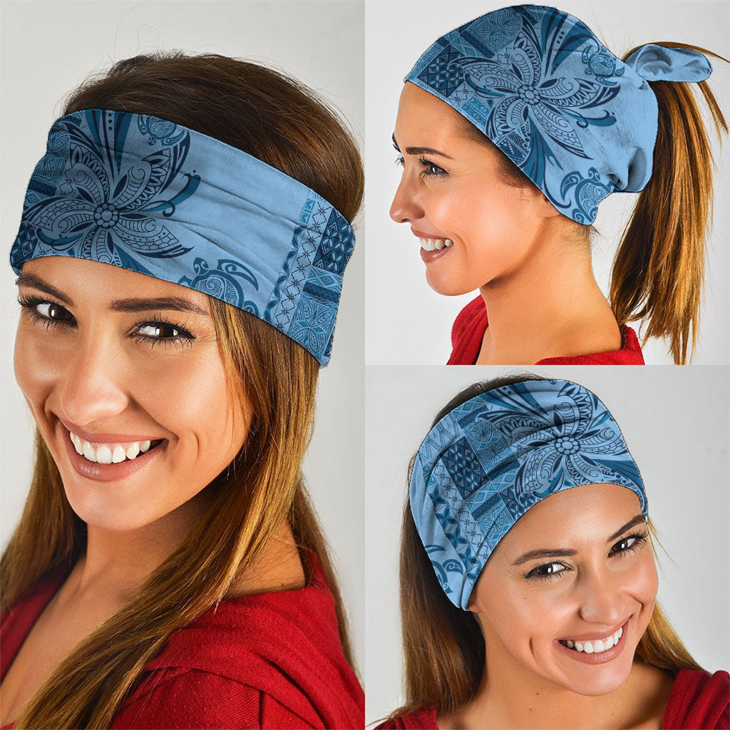 Talofa Samoa Mamanu Siapo Mix Malu Neck Gaiter Cool Blue Frangipani and Turtles LT7 - Polynesian Pride