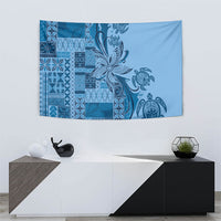 Talofa Samoa Mamanu Siapo Mix Malu Tapestry Cool Blue Frangipani and Turtles LT7 - Polynesian Pride