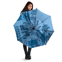 Talofa Samoa Mamanu Siapo Mix Malu Umbrella Cool Blue Frangipani and Turtles LT7 - Polynesian Pride