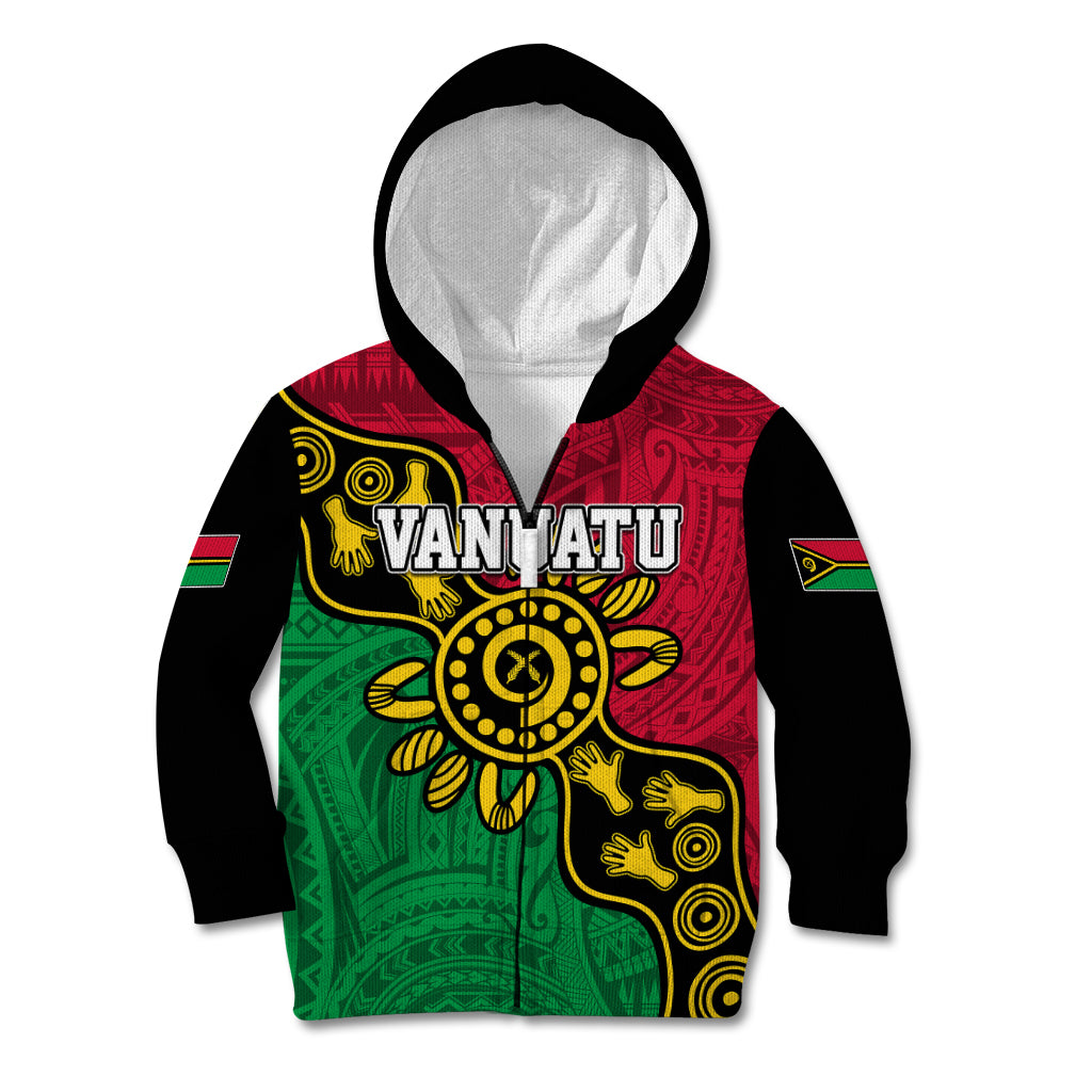 Personalised Vanuatu Kid Hoodie Mix Aboriginal Dot Art LT7 Zip Hoodie Art - Polynesian Pride