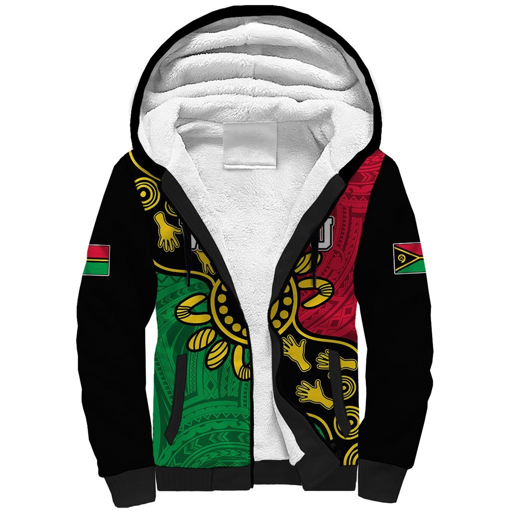 Personalised Vanuatu Sherpa Hoodie Mix Aboriginal Dot Art LT7 Unisex Art - Polynesian Pride