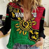 Personalised Vanuatu Women Casual Shirt Mix Aboriginal Dot Art LT7 Female Art - Polynesian Pride