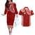 Personalised Tonga Rugby Couples Matching Off The Shoulder Long Sleeve Dress and Hawaiian Shirt Ikale Tahi Champions World Cup 2023 LT7 Red - Polynesian Pride