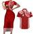 Personalised Tonga Rugby Couples Matching Short Sleeve Bodycon Dress and Hawaiian Shirt Ikale Tahi Champions World Cup 2023 LT7 Red - Polynesian Pride